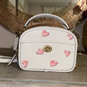 Coach Lunchbox Top Handle With Heart Print
